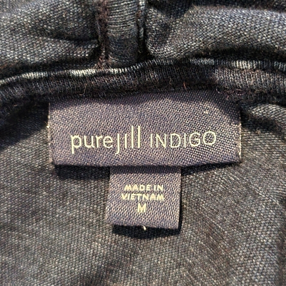 J. Jill PureJill Indigo Blue Dot Stripe Hooded Lightweight Cotton Pullover Med. - Picture 5 of 9